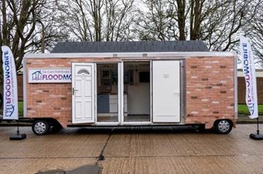 A mobile home demonstrating over 50 different flood products. 